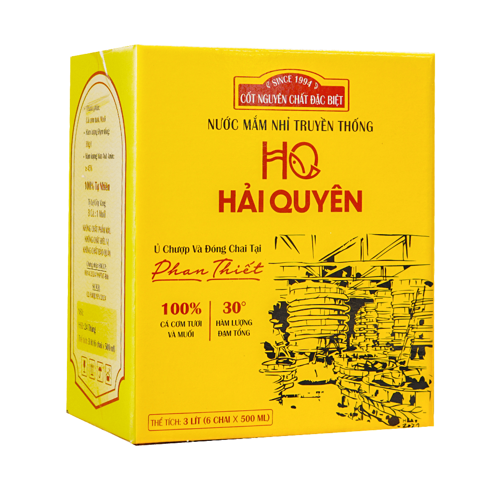 Thùng 6 Chai - Nước mắm truyền thống Phan Thiết - 30 độ đạm 500ml